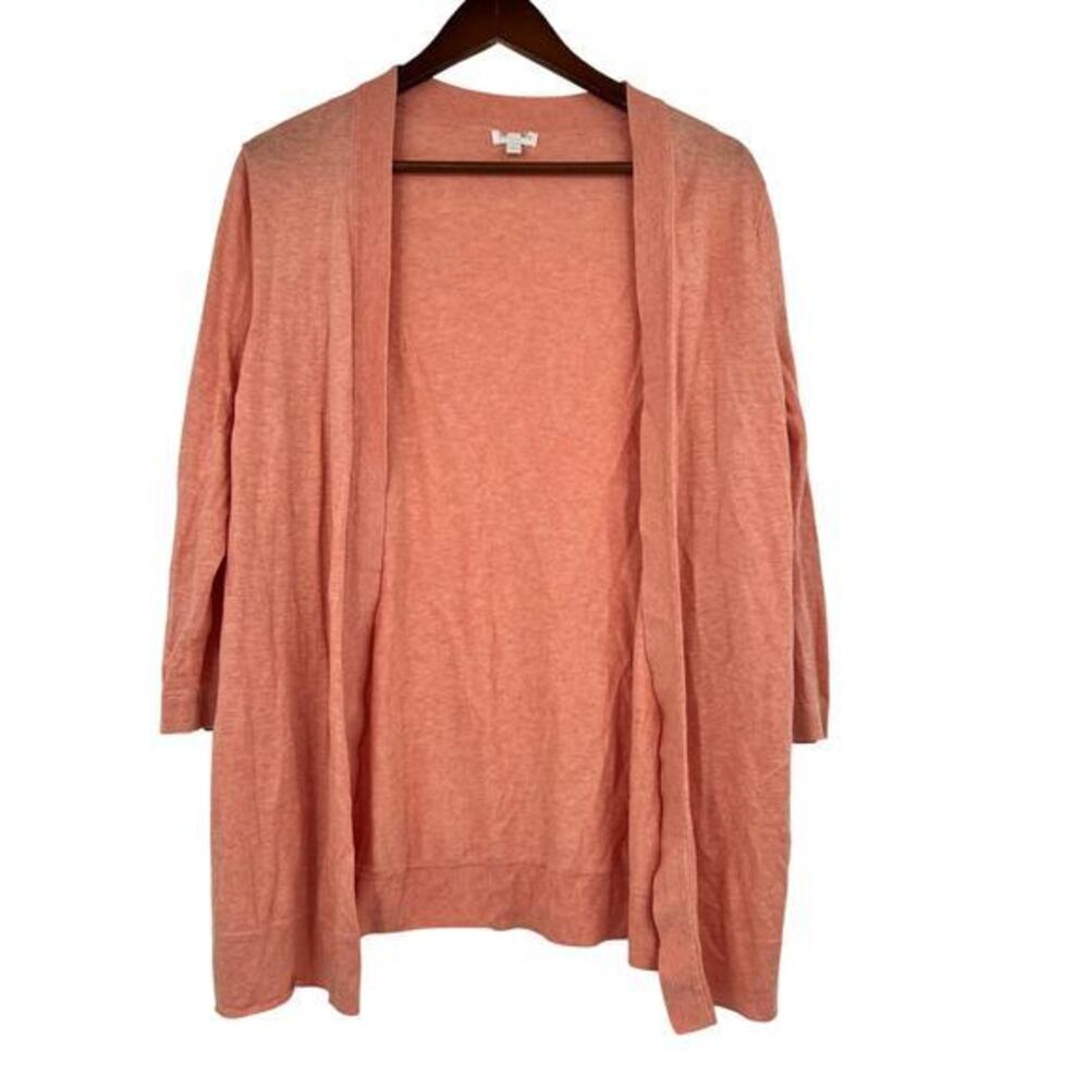 Talbots open front long sleeve soft cardigan sweater cotton blend size medium